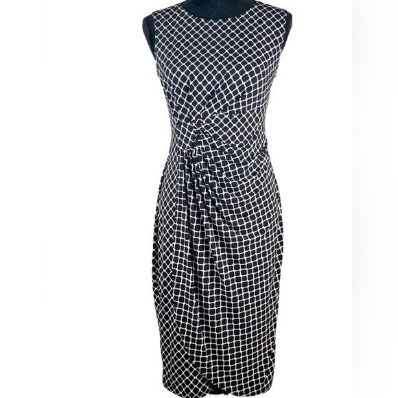 NWT Enfocus Studio black and white ruched side sheath dress size 6P NWT - Picture 1 of 6